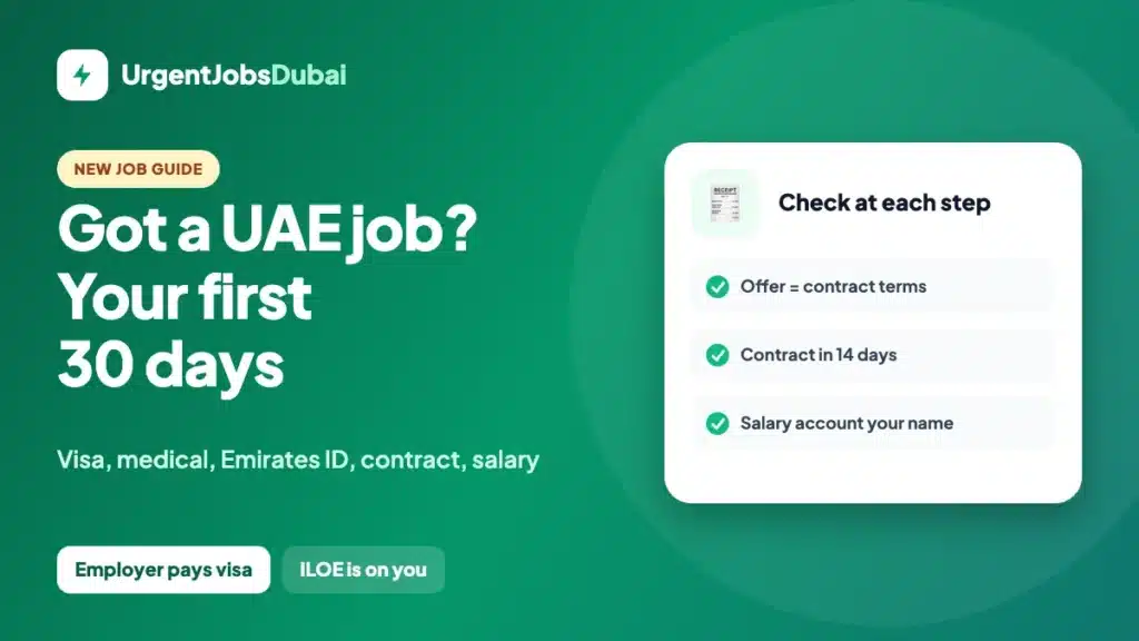 New job in UAE – first 30 days: entry permit, medical, Emirates ID, contract and salary account