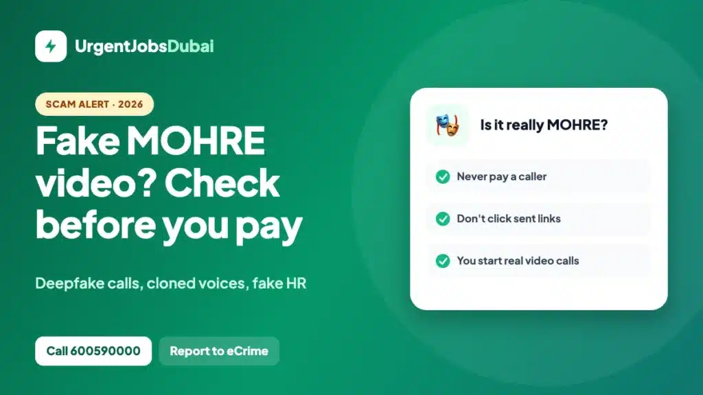 MOHRE deepfake scam warning – how to tell a fake MOHRE video or recruiter from a real one